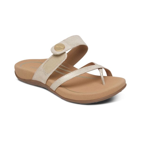 Aetrex Women's Izzy Adjustable Sandals Gold Sandals UK 2945-241